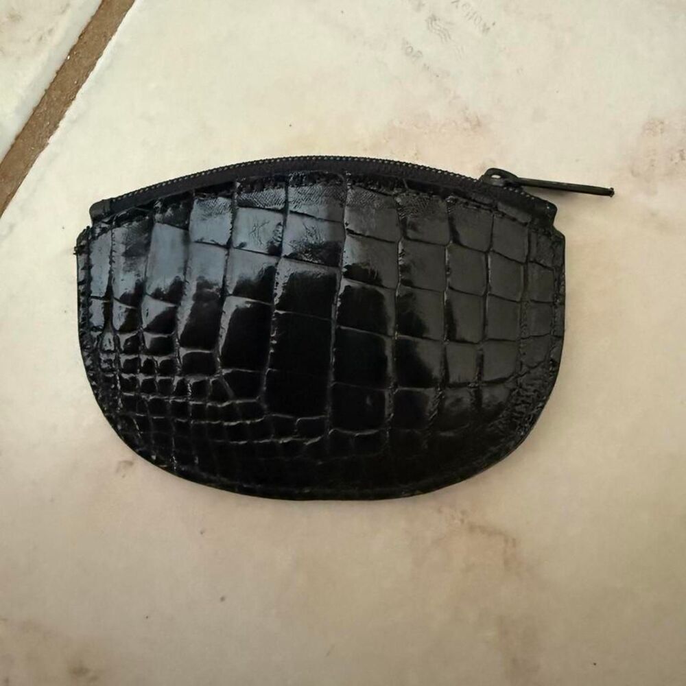 NWOT genuine real Black alligator skin leather pouch coin purse